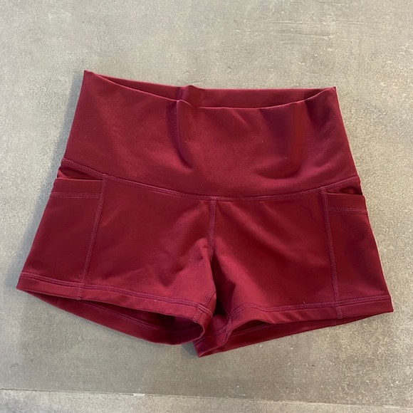 POPFLEX Pants - POPFLEX Women's Athletic Shorts in Deep Red